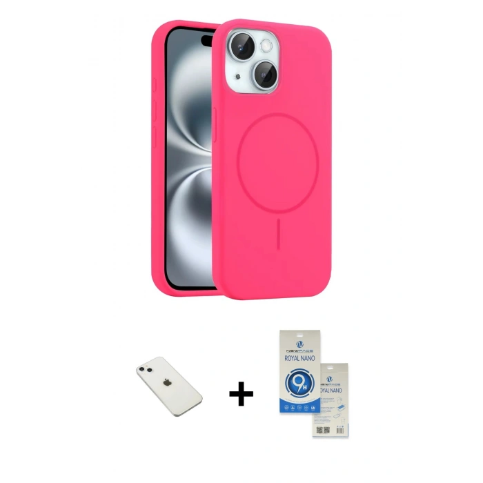 MARSİLYAN™- iPhone 14 Kılıf Yankı Form Serisi - Şeffaf Royal Nano Ekran Koruyucu + Diamond Kamera Lens - SABE