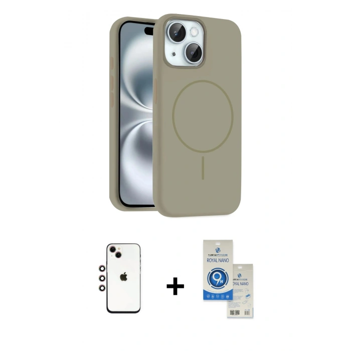 MARSİLYAN™- iPhone 14 Kılıf Yankı Form Serisi - Şeffaf Royal Nano Ekran Koruyucu + Shine Kamera Lens - GI