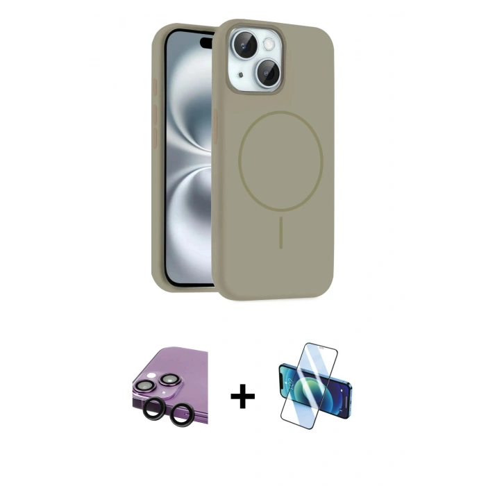 MARSİLYAN™- iPhone 14 Kılıf Yankı Form Serisi - Siyah 3D Antistatik Cam Ekran Koruyucu + Raze Metal Kamera Lens - SH