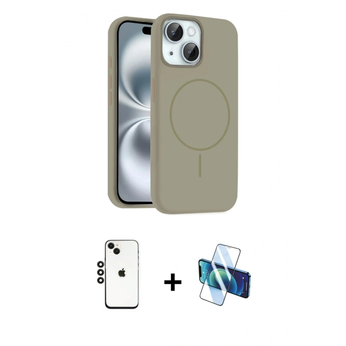 MARSİLYAN™- iPhone 14 Kılıf Yankı Form Serisi - Siyah 3D Antistatik Cam Ekran Koruyucu + Shine Kamera Lens - SH