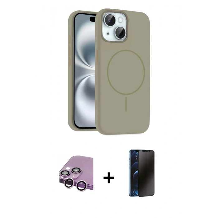 MARSİLYAN™- iPhone 14 Kılıf Yankı Form Serisi - Siyah 3D Antistatik Hayalet Cam Ekran Koruyucu + Raze Metal Kamera Lens - MR