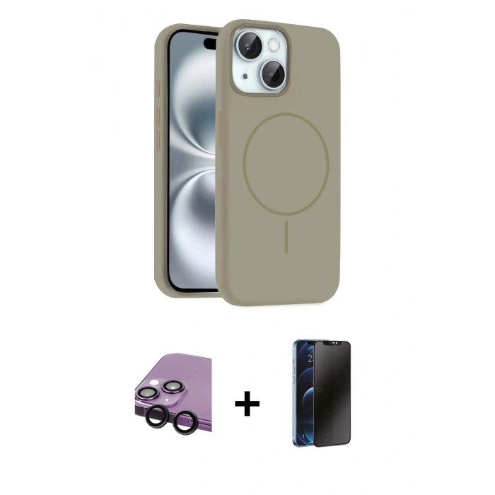 MARSİLYAN™- iPhone 14 Kılıf Yankı Form Serisi - Siyah 3D Antistatik Hayalet Cam Ekran Koruyucu + Raze Metal Kamera Lens - SH