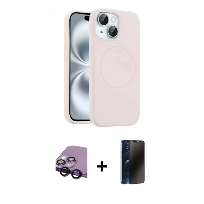 MARSİLYAN™- iPhone 14 Kılıf Yankı Form Serisi - Siyah 3D Antistatik Hayalet Cam Ekran Koruyucu + Raze Metal Kamera Lens - SH