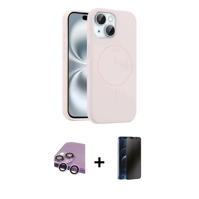 MARSİLYAN™- iPhone 14 Kılıf Yankı Form Serisi - Siyah 3D Antistatik Hayalet Cam Ekran Koruyucu + Raze Metal Kamera Lens - MR