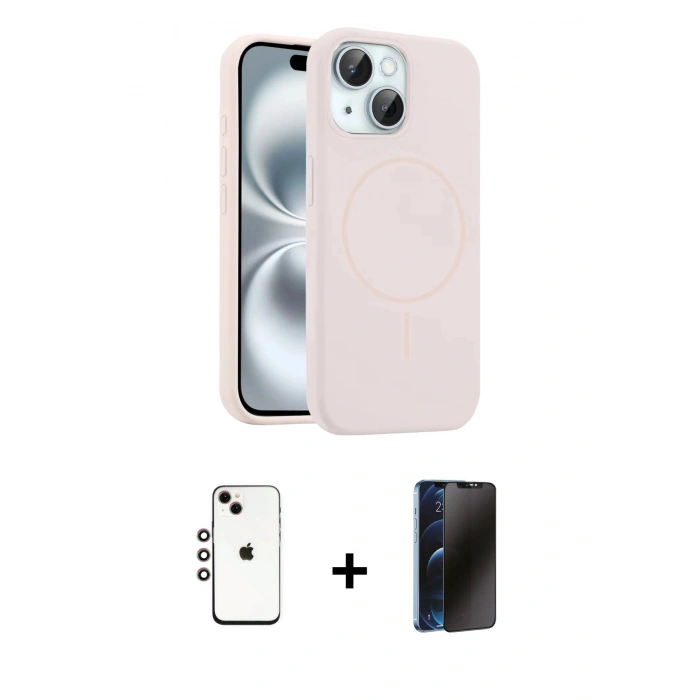 MARSİLYAN™- iPhone 14 Kılıf Yankı Form Serisi - Siyah 3D Antistatik Hayalet Cam Ekran Koruyucu + Shine Kamera Lens - GI