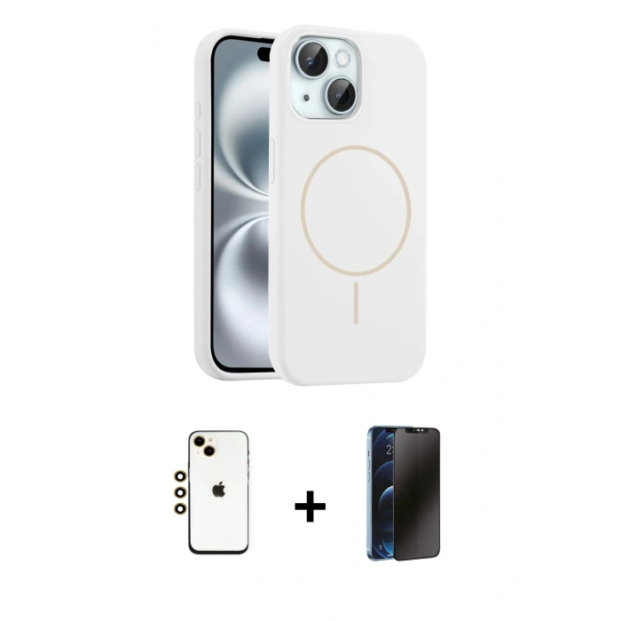 MARSİLYAN™- iPhone 14 Kılıf Yankı Form Serisi - Siyah 3D Antistatik Hayalet Cam Ekran Koruyucu + Shine Kamera Lens - GD