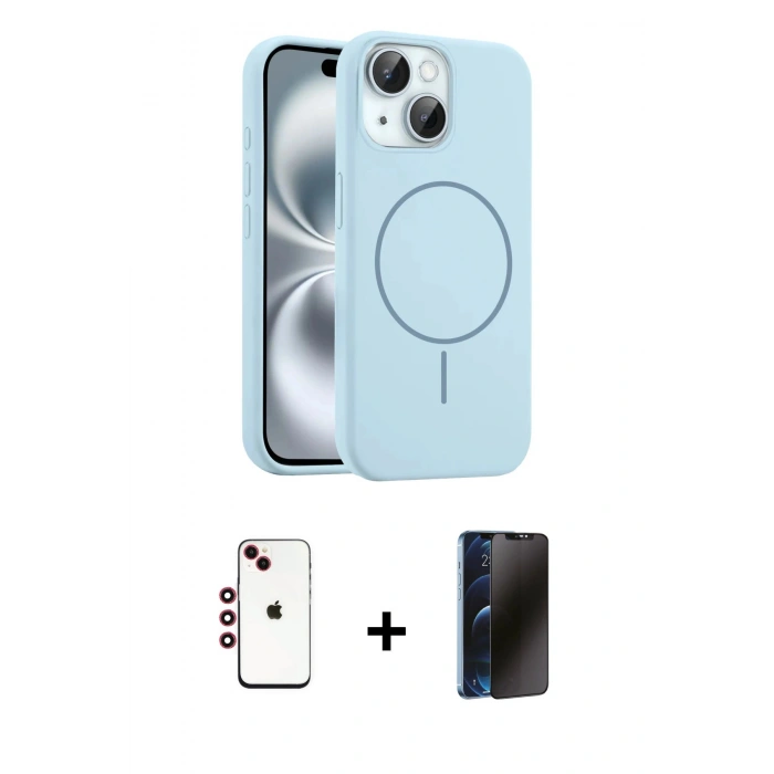 MARSİLYAN™- iPhone 14 Kılıf Yankı Form Serisi - Siyah 3D Antistatik Hayalet Cam Ekran Koruyucu + Shine Kamera Lens - KI