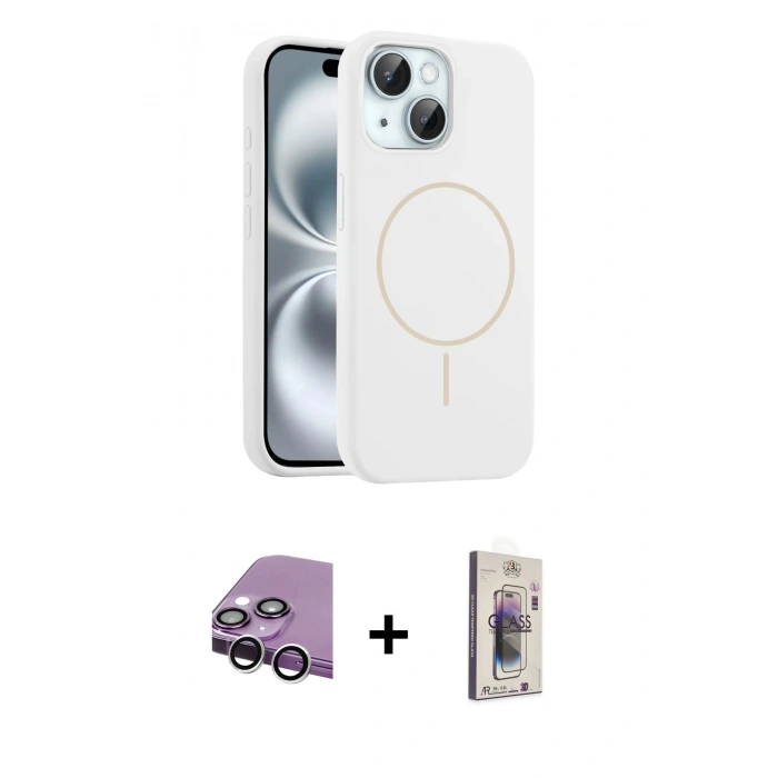 MARSİLYAN™- iPhone 14 Kılıf Yankı Form Serisi - Siyah Bilvis 3D Cam Ekran Koruyucu + Raze Metal Kamera Lens - GS