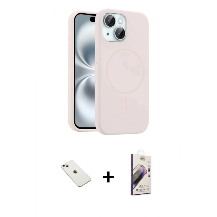 MARSİLYAN™- iPhone 14 Kılıf Yankı Form Serisi - Siyah Bilvis 3D Mat Cam Ekran Koruyucu + Diamond Kamera Lens - PE