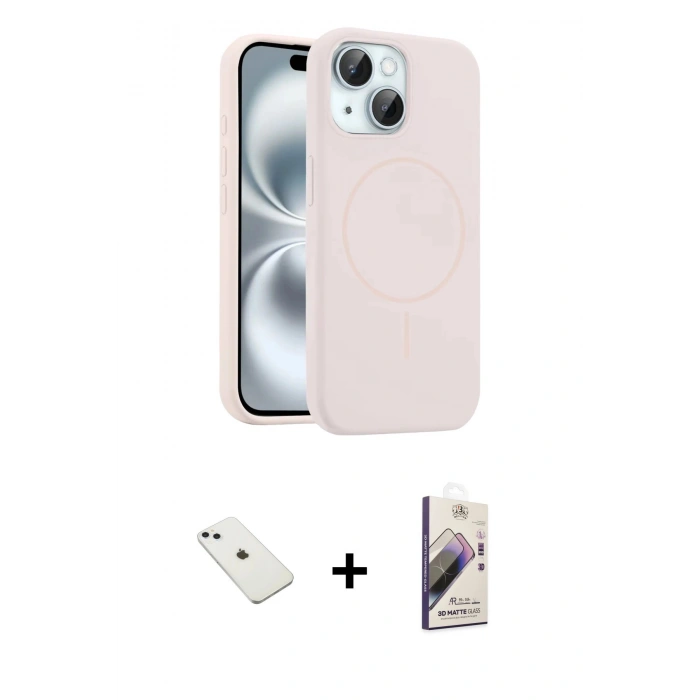 MARSİLYAN™- iPhone 14 Kılıf Yankı Form Serisi - Siyah Bilvis 3D Mat Cam Ekran Koruyucu + Diamond Kamera Lens - SABE