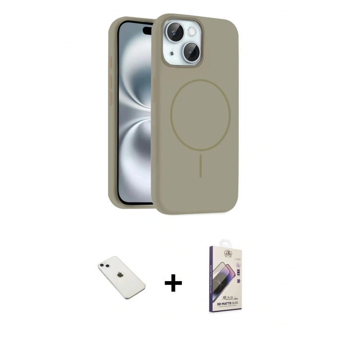 MARSİLYAN™- iPhone 14 Kılıf Yankı Form Serisi - Siyah Bilvis 3D Mat Cam Ekran Koruyucu + Diamond Kamera Lens - SABE