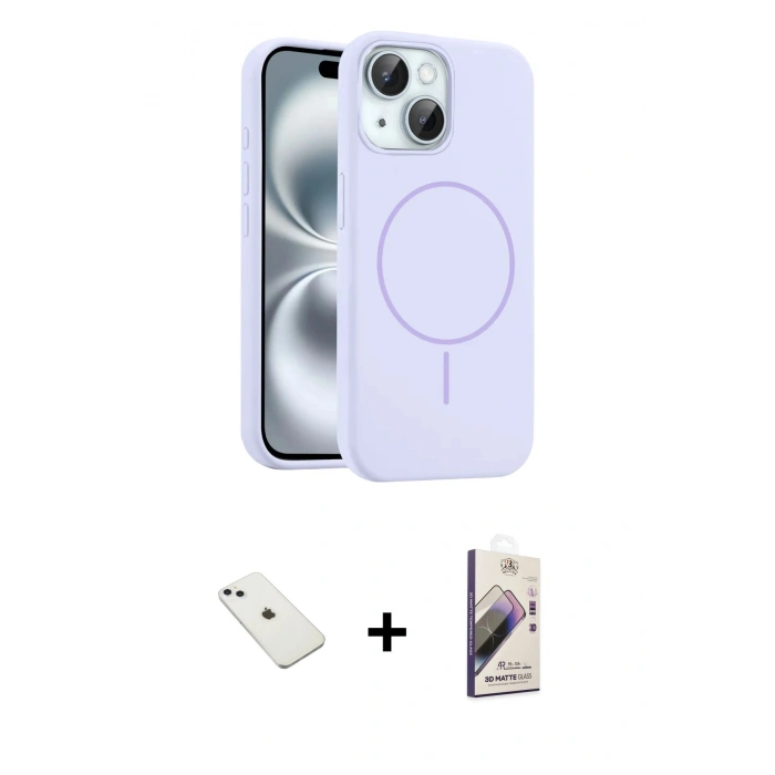 MARSİLYAN™- iPhone 14 Kılıf Yankı Form Serisi - Siyah Bilvis 3D Mat Cam Ekran Koruyucu + Diamond Kamera Lens - SABE