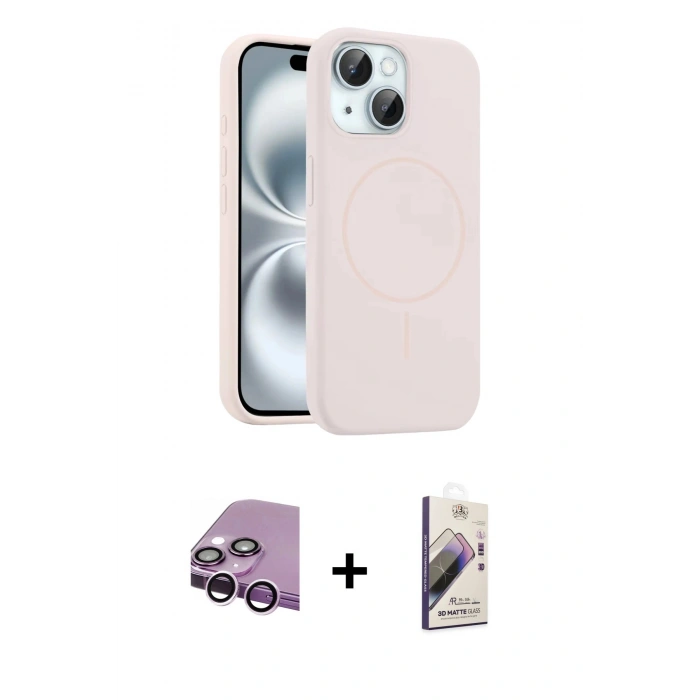 MARSİLYAN™- iPhone 14 Kılıf Yankı Form Serisi - Siyah Bilvis 3D Mat Cam Ekran Koruyucu + Raze Metal Kamera Lens - MR