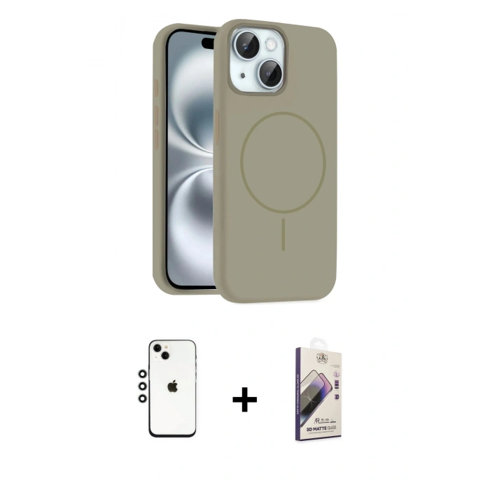 MARSİLYAN™- iPhone 14 Kılıf Yankı Form Serisi - Siyah Bilvis 3D Mat Cam Ekran Koruyucu + Shine Kamera Lens - GS