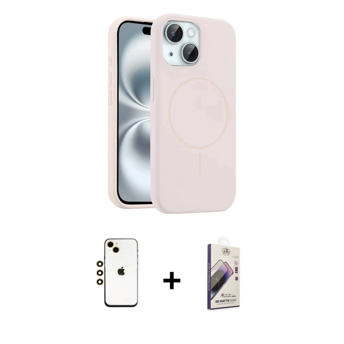 MARSİLYAN™- iPhone 14 Kılıf Yankı Form Serisi - Siyah Bilvis 3D Mat Cam Ekran Koruyucu + Shine Kamera Lens - GD