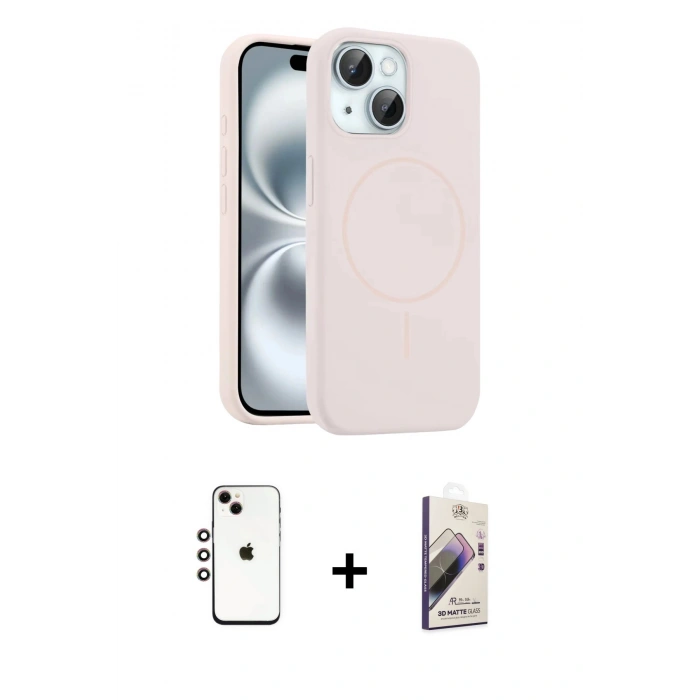 MARSİLYAN™- iPhone 14 Kılıf Yankı Form Serisi - Siyah Bilvis 3D Mat Cam Ekran Koruyucu + Shine Kamera Lens - GI