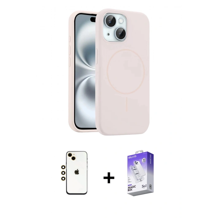 MARSİLYAN™- iPhone 14 Kılıf Yankı Form Serisi - Siyah Bilvis 5in1 3D Magic Cam Ekran Koruyucu + Shine Kamera Lens - GD