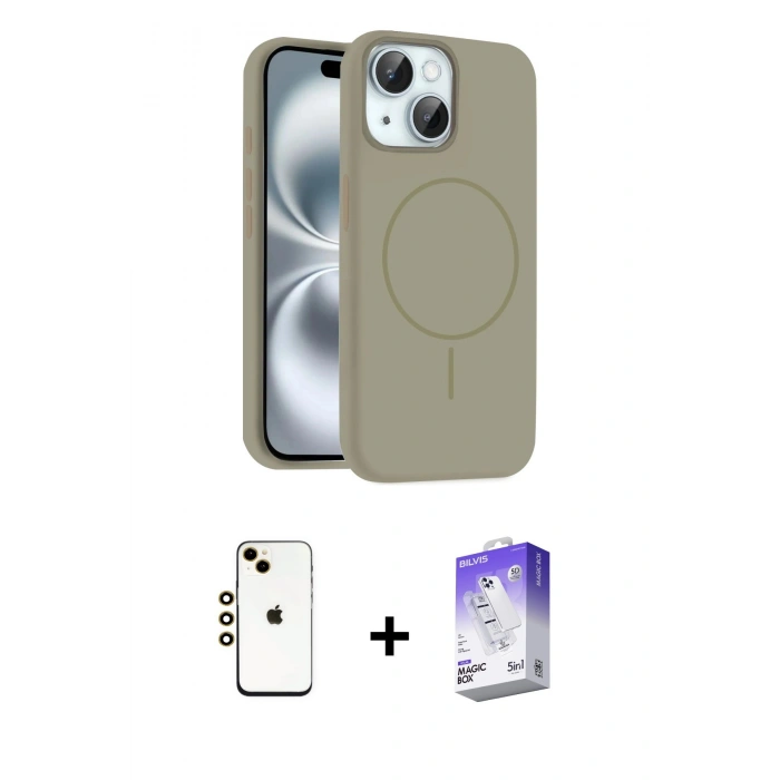 MARSİLYAN™- iPhone 14 Kılıf Yankı Form Serisi - Siyah Bilvis 5in1 3D Magic Cam Ekran Koruyucu + Shine Kamera Lens - GD