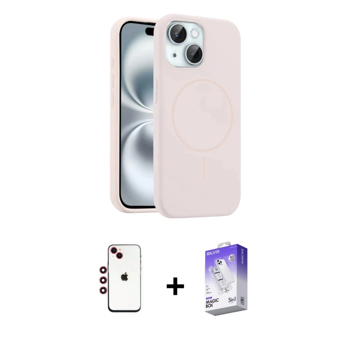 MARSİLYAN™- iPhone 14 Kılıf Yankı Form Serisi - Siyah Bilvis 5in1 3D Magic Cam Ekran Koruyucu + Shine Kamera Lens - KI