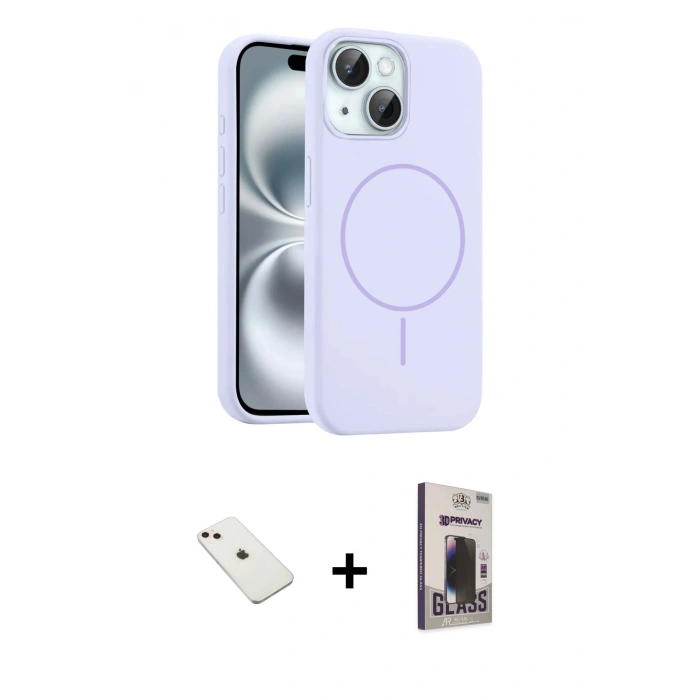 MARSİLYAN™- iPhone 14 Kılıf Yankı Form Serisi - Siyah Bilvis Hayalet Cam Ekran Koruyucu + Diamond Kamera Lens - PE