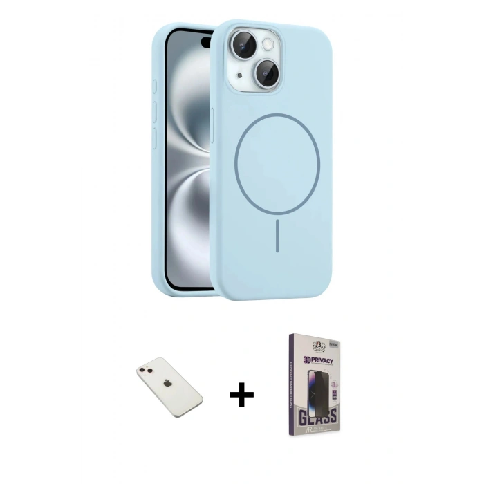 MARSİLYAN™- iPhone 14 Kılıf Yankı Form Serisi - Siyah Bilvis Hayalet Cam Ekran Koruyucu + Diamond Kamera Lens - PE