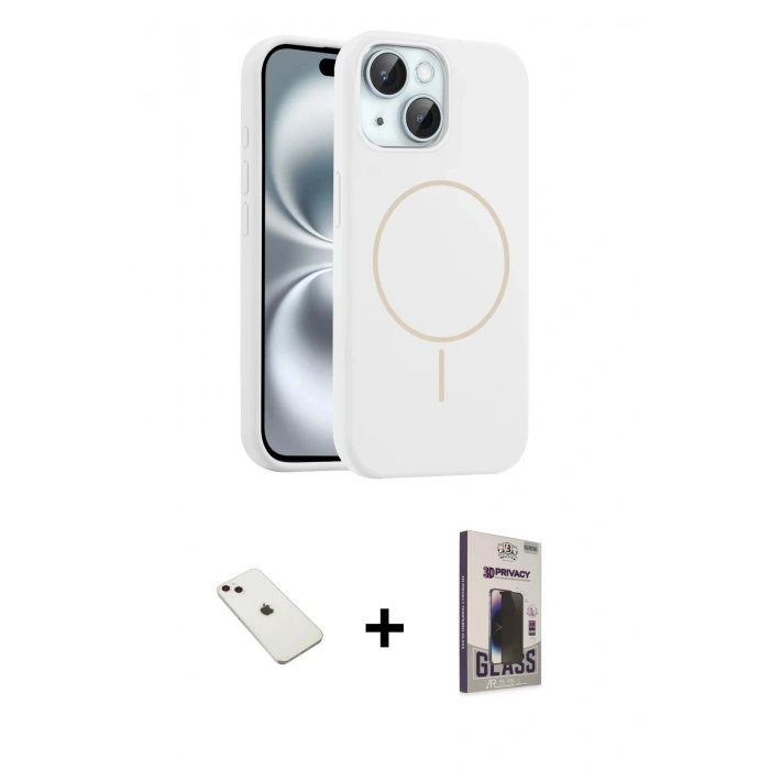 MARSİLYAN™- iPhone 14 Kılıf Yankı Form Serisi - Siyah Bilvis Hayalet Cam Ekran Koruyucu + Diamond Kamera Lens - PE