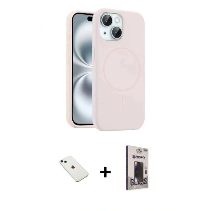 MARSİLYAN™- iPhone 14 Kılıf Yankı Form Serisi - Siyah Bilvis Hayalet Cam Ekran Koruyucu + Diamond Kamera Lens - YL