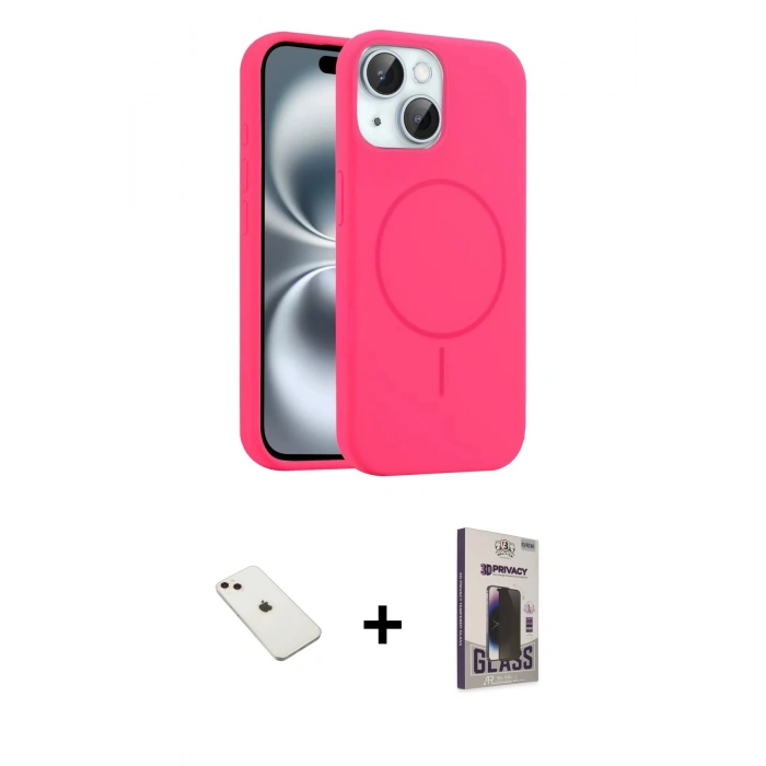 MARSİLYAN™- iPhone 14 Kılıf Yankı Form Serisi - Siyah Bilvis Hayalet Cam Ekran Koruyucu + Diamond Kamera Lens - PE