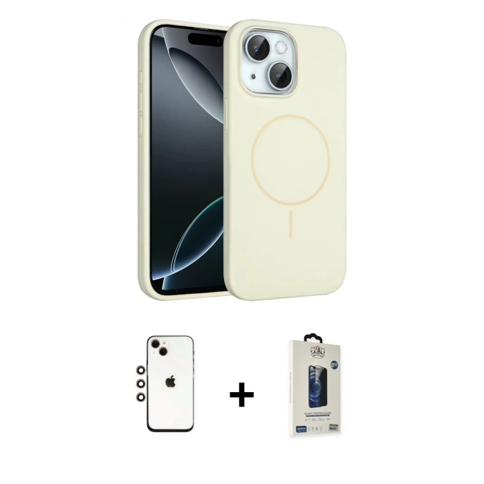 MARSİLYAN™- iPhone 14 Kılıf Yankı Form Serisi - Siyah Bilvis Hayalet Cam Ekran Koruyucu + Shine Kamera Lens - GI