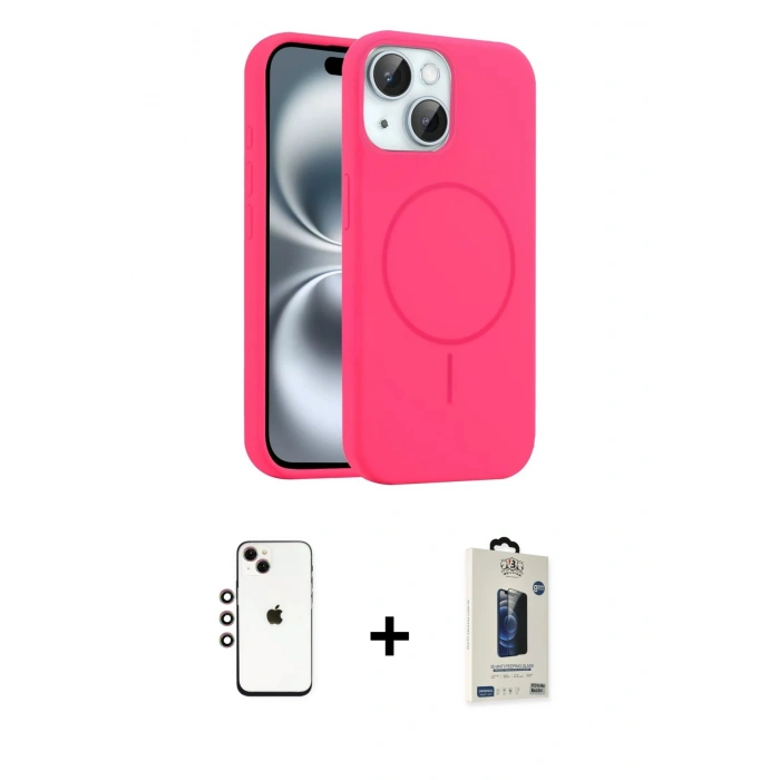 MARSİLYAN™- iPhone 14 Kılıf Yankı Form Serisi - Siyah Bilvis Hayalet Cam Ekran Koruyucu + Shine Kamera Lens - GI