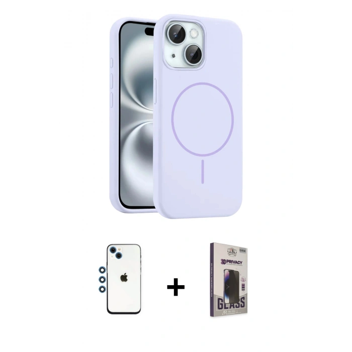MARSİLYAN™- iPhone 14 Kılıf Yankı Form Serisi - Siyah Bilvis Hayalet Cam Ekran Koruyucu + Shine Kamera Lens - MI