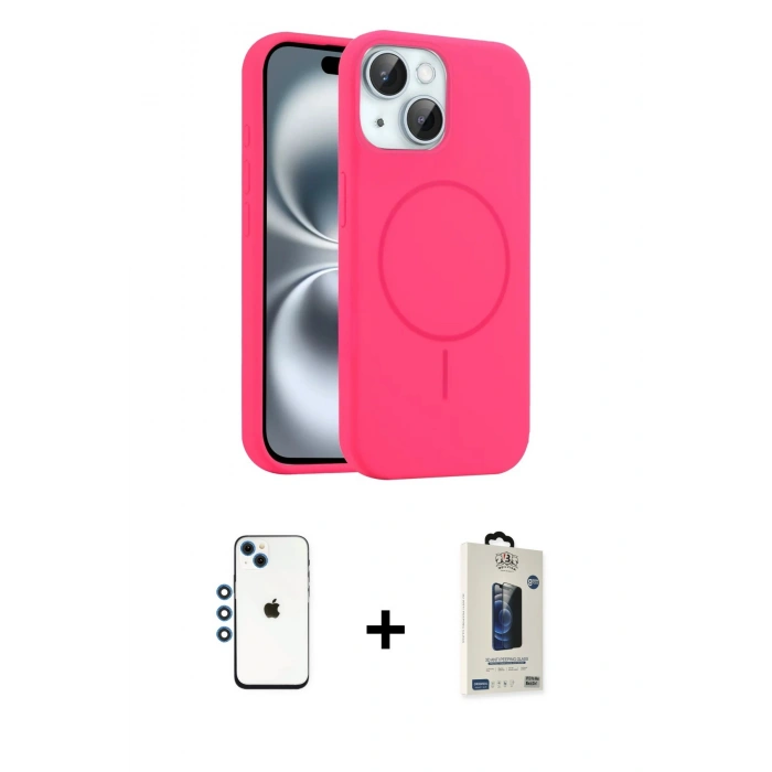 MARSİLYAN™- iPhone 14 Kılıf Yankı Form Serisi - Siyah Bilvis Hayalet Cam Ekran Koruyucu + Shine Kamera Lens - MI
