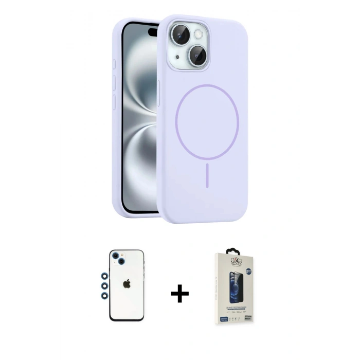 MARSİLYAN™- iPhone 14 Kılıf Yankı Form Serisi - Siyah Bilvis Hayalet Cam Ekran Koruyucu + Shine Kamera Lens - MI