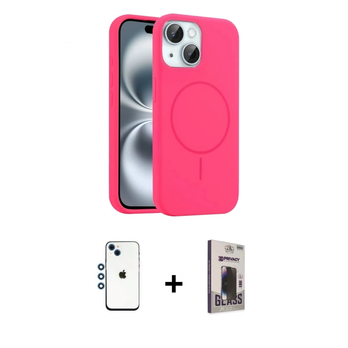 MARSİLYAN™- iPhone 14 Kılıf Yankı Form Serisi - Siyah Bilvis Hayalet Cam Ekran Koruyucu + Shine Kamera Lens - MI