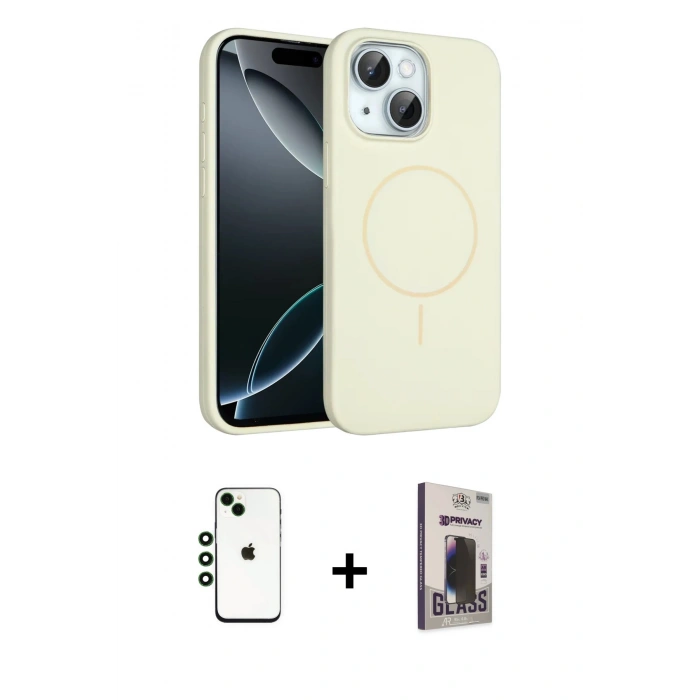 MARSİLYAN™- iPhone 14 Kılıf Yankı Form Serisi - Siyah Bilvis Hayalet Cam Ekran Koruyucu + Shine Kamera Lens - YL
