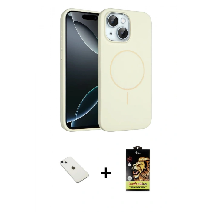 MARSİLYAN™- iPhone 14 Kılıf Yankı Form Serisi - Siyah Buffer Cam Ekran Koruyucu + Diamond Kamera Lens - SABE