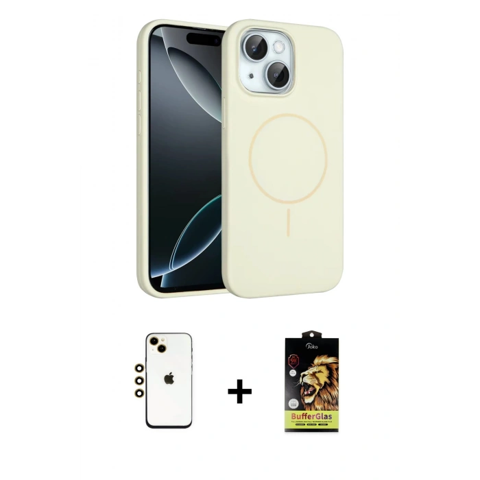 MARSİLYAN™- iPhone 14 Kılıf Yankı Form Serisi - Siyah Buffer Cam Ekran Koruyucu + Shine Kamera Lens - GD