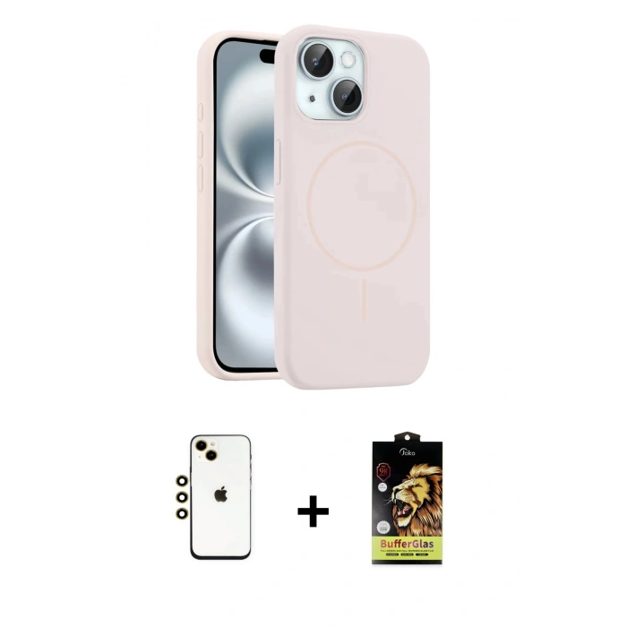 MARSİLYAN™- iPhone 14 Kılıf Yankı Form Serisi - Siyah Buffer Cam Ekran Koruyucu + Shine Kamera Lens - GD