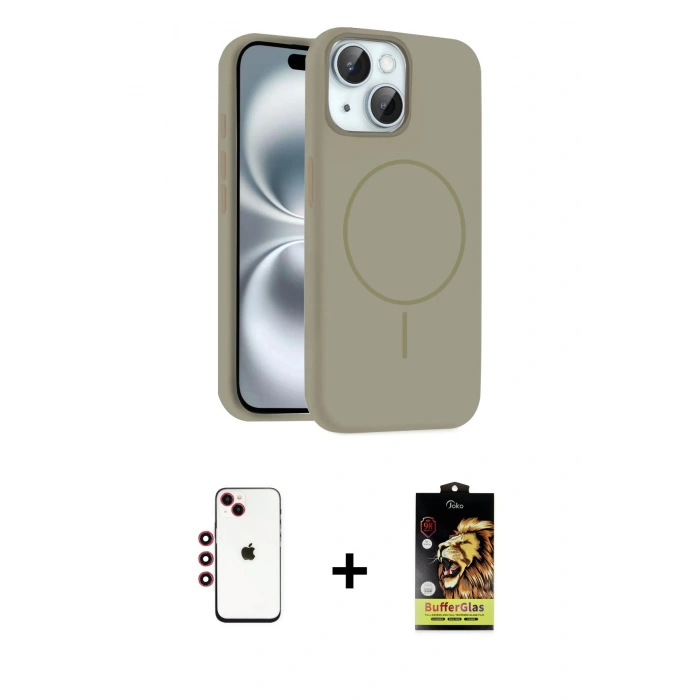 MARSİLYAN™- iPhone 14 Kılıf Yankı Form Serisi - Siyah Buffer Cam Ekran Koruyucu + Shine Kamera Lens - KI
