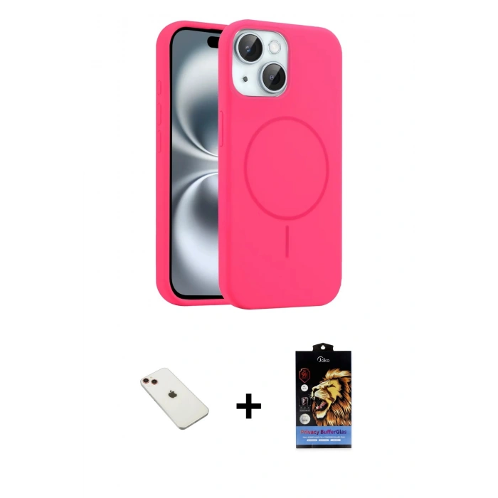 MARSİLYAN™- iPhone 14 Kılıf Yankı Form Serisi - Siyah Buffer Hayalet Cam Ekran Koruyucu + Diamond Kamera Lens - KI