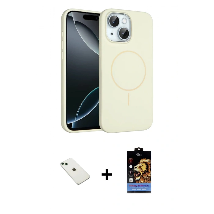 MARSİLYAN™- iPhone 14 Kılıf Yankı Form Serisi - Siyah Buffer Hayalet Cam Ekran Koruyucu + Diamond Kamera Lens - YL