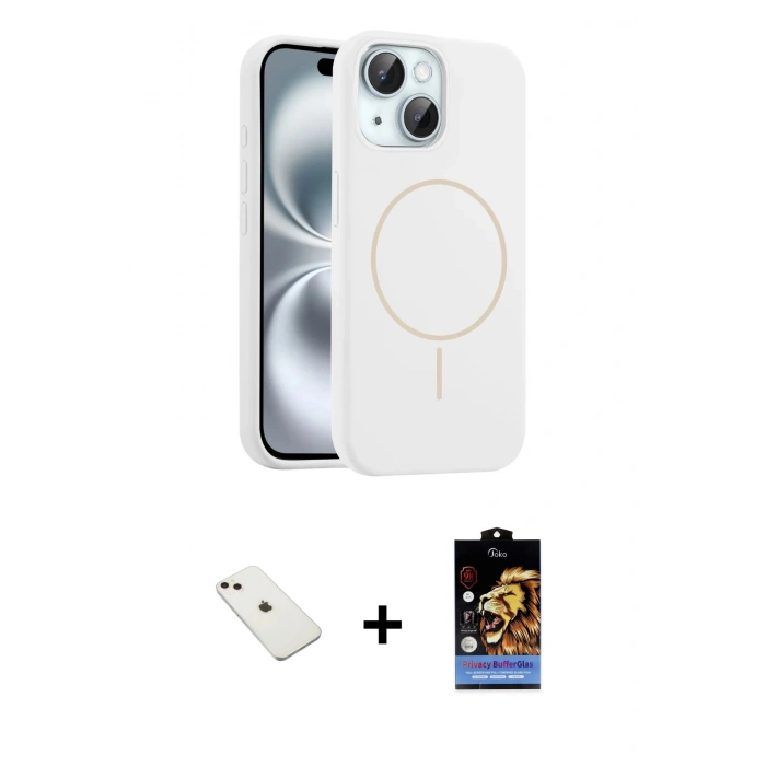 MARSİLYAN™- iPhone 14 Kılıf Yankı Form Serisi - Siyah Buffer Hayalet Cam Ekran Koruyucu + Diamond Kamera Lens - PE