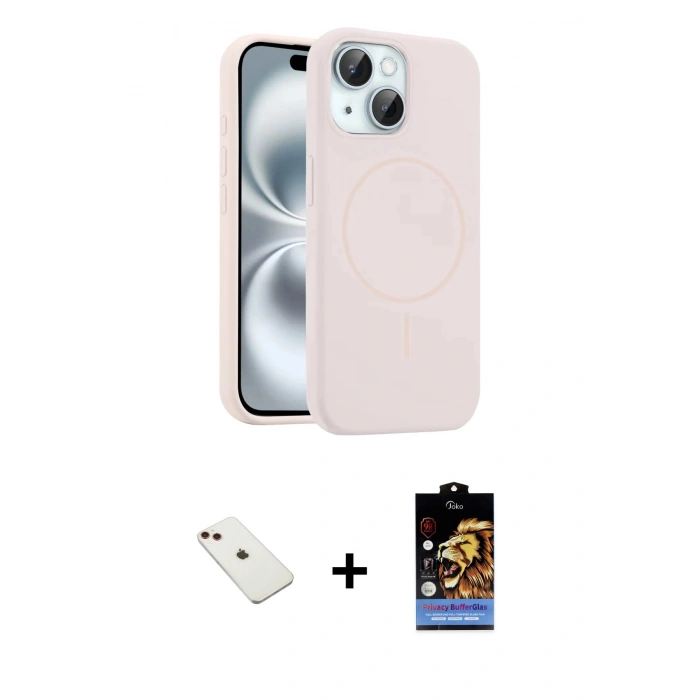 MARSİLYAN™- iPhone 14 Kılıf Yankı Form Serisi - Siyah Buffer Hayalet Cam Ekran Koruyucu + Diamond Kamera Lens - KI