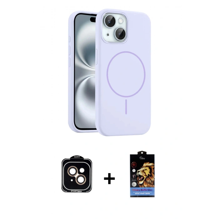 MARSİLYAN™- iPhone 14 Kılıf Yankı Form Serisi - Siyah Buffer Hayalet Cam Ekran Koruyucu + PVD Metal Kamera Lens - TU