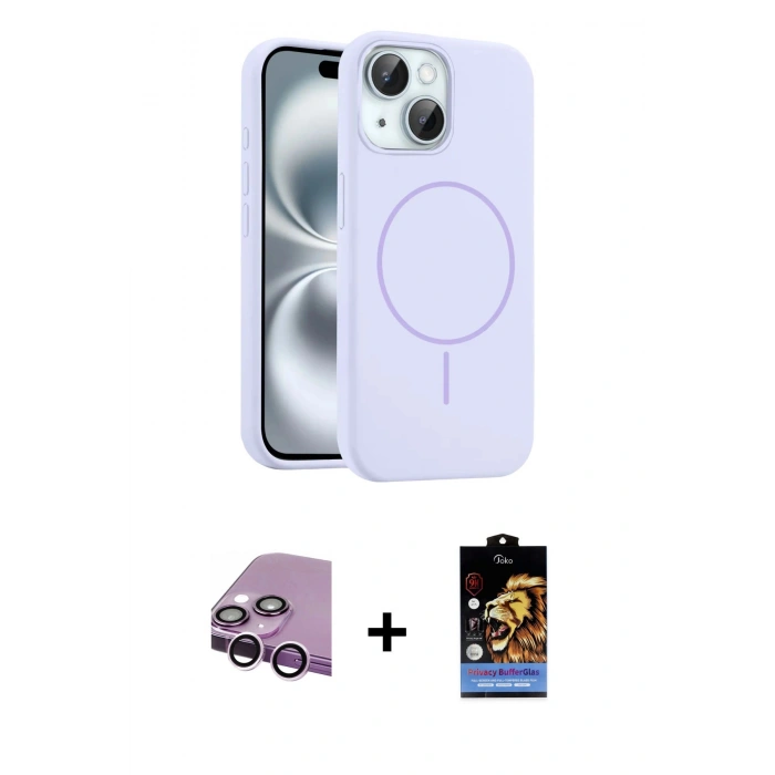 MARSİLYAN™- iPhone 14 Kılıf Yankı Form Serisi - Siyah Buffer Hayalet Cam Ekran Koruyucu + Raze Metal Kamera Lens - MR