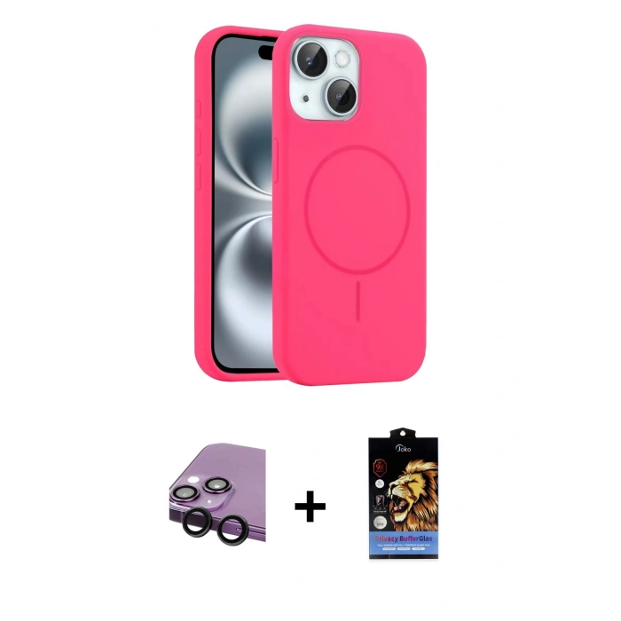 MARSİLYAN™- iPhone 14 Kılıf Yankı Form Serisi - Siyah Buffer Hayalet Cam Ekran Koruyucu + Raze Metal Kamera Lens - SH