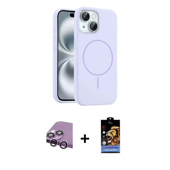 MARSİLYAN™- iPhone 14 Kılıf Yankı Form Serisi - Siyah Buffer Hayalet Cam Ekran Koruyucu + Raze Metal Kamera Lens - GS