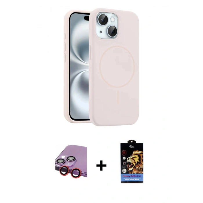MARSİLYAN™- iPhone 14 Kılıf Yankı Form Serisi - Siyah Buffer Hayalet Cam Ekran Koruyucu + Raze Metal Kamera Lens - KI
