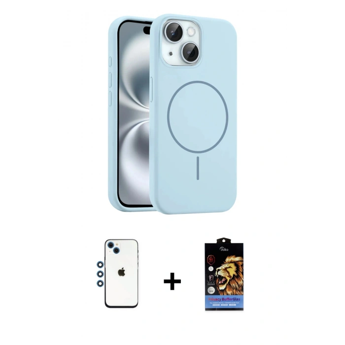 MARSİLYAN™- iPhone 14 Kılıf Yankı Form Serisi - Siyah Buffer Hayalet Cam Ekran Koruyucu + Shine Kamera Lens - MI