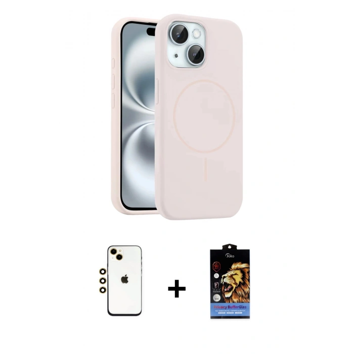 MARSİLYAN™- iPhone 14 Kılıf Yankı Form Serisi - Siyah Buffer Hayalet Cam Ekran Koruyucu + Shine Kamera Lens - GD